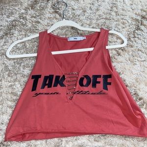 RED TANK WITH CHAIN DETAILS